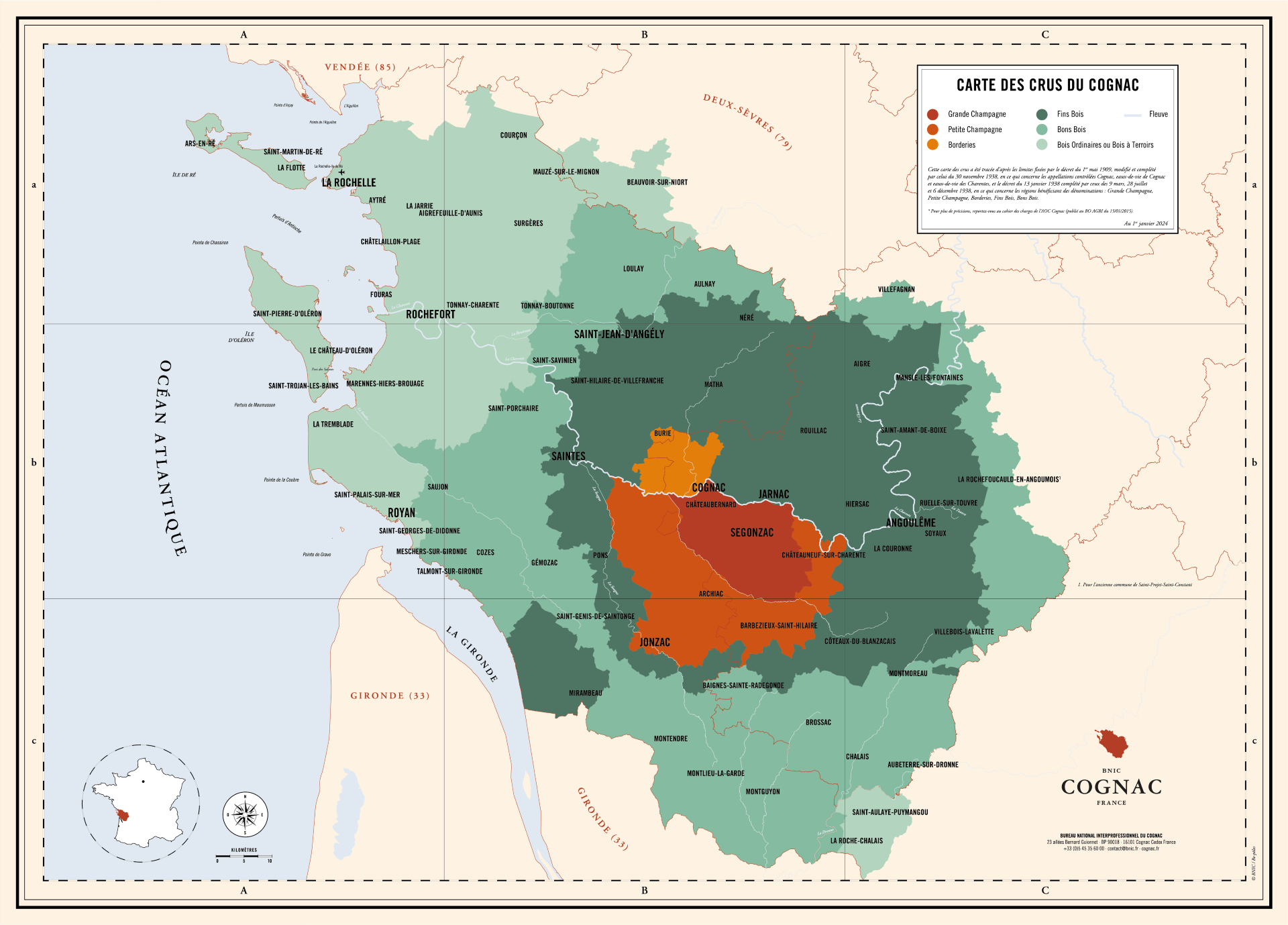 Carte des crus cognac