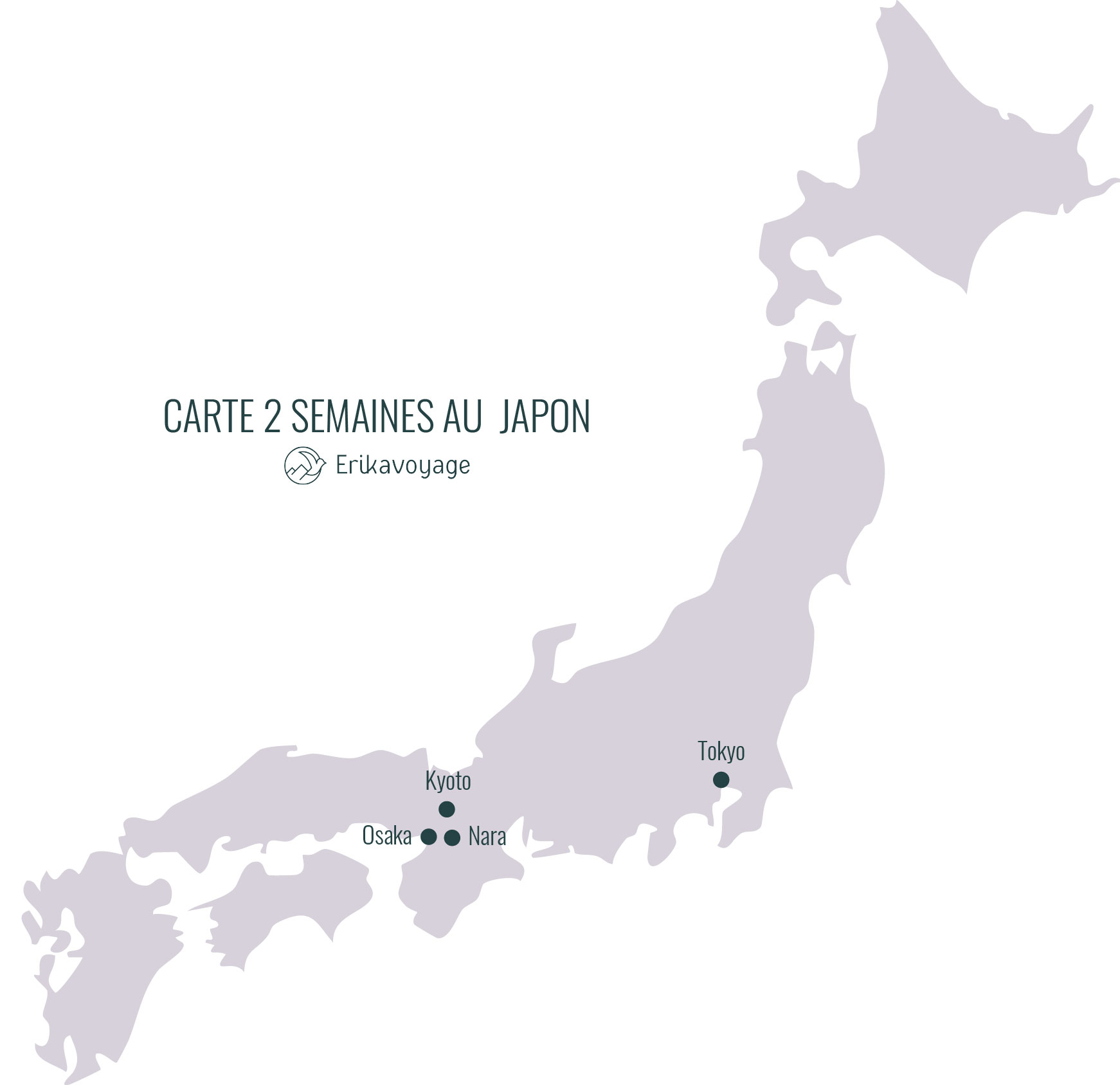 Carte itinéraire Japon 2 semaines