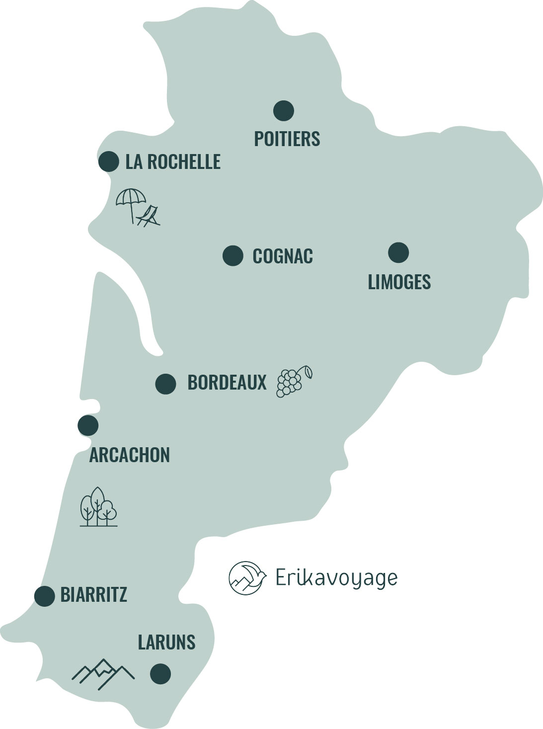 Carte touristique Nouvelle-Aquitaine